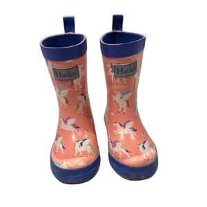 HATLEY pink & purple unicorn rain boots - size 7 kids